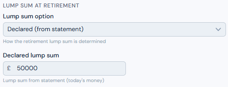 Lump sum options panel