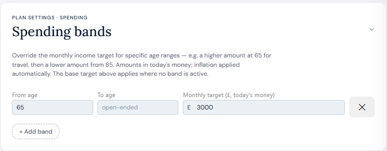 Spending bands input